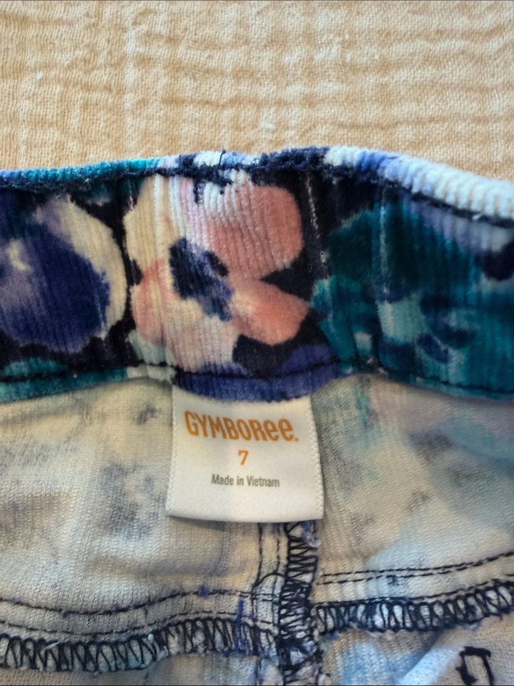 Gymboree Blue Floral Corduroy Leggings - Navy, Teal, Pink, White